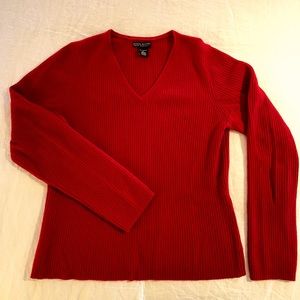 Dark red cashmere V-neck sweater